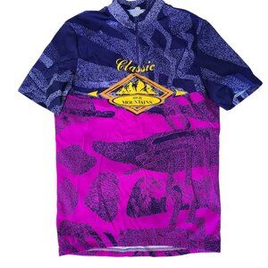 VTG Ultima Italian Cycling Jersey Shirt Men's L Purple Pink pockets bikewear